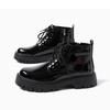 Mens Casual Business Office Dress Platform Boots Black Stylish Patent Leather Shoes  Designer Cowboy Boot Cool Ankle Botas