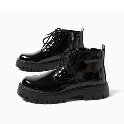 Mens Casual Business Office Dress Platform Boots Black Stylish Patent Leather Shoes Designer Cowboy Boot Cool Ankle Botas