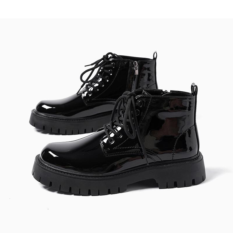 mens casual business office dress platform boots black stylish patent leather shoes  designer cowboy boot cool ankle botas