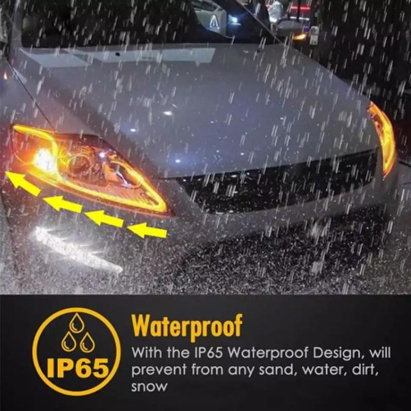 LED DRL Car Daytime Running Light Flexible Waterproof Strip Auto Headlights White Turn Signal Brake Flow Lights 12V