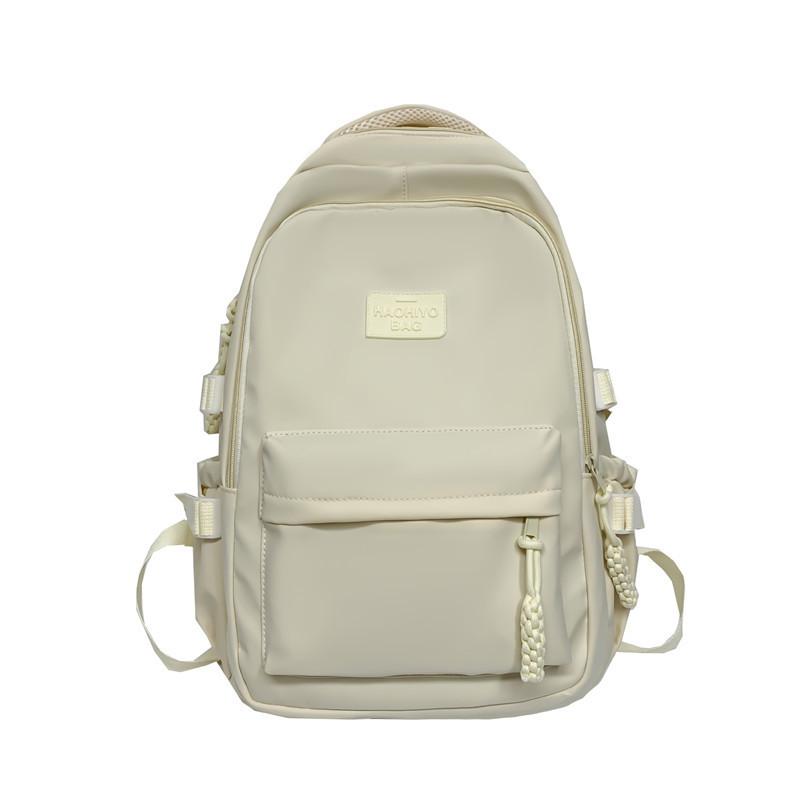 Color Solid Simple Letters And Woven Zipper Decoration Backpacks Student