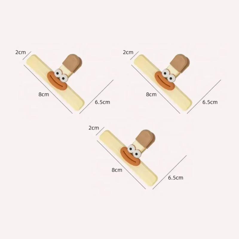 3pcs Sealing Clip Snack Packaging Bag Seal Clamp Funny Cute Food Seal Clip Kitchen Refrigerator Tools Food Snack Tea Storage