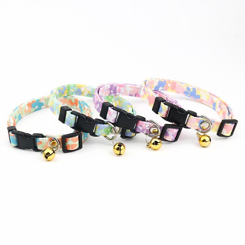 Cat Collar Adjustable Cotton Colored Puppy Collar with Bell for Puppies and Kittens Outdoor Travel To Prevent Lost Pet Collar