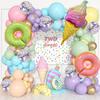 Donut Birthday Party Decorations Including Donut Balloon Garlands Banners in Pink Blue Perfect for Sweet Birthday Party Decor