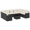 Vidaxl 10-Cz. Garden Lounge Set, Cushions Black Rattan Pe