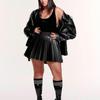 adidas Originals x IVY PARK Damen Leder Falten Minirock Schwarz IN8667