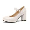 Patent leather Mary Jane women's single shoes spring and autumn new round head thick heel super high heel one-word buckle belt women's single shoes