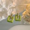 Summer small fresh green square earrings, annual temperament design, sensual stud earrings, earrings