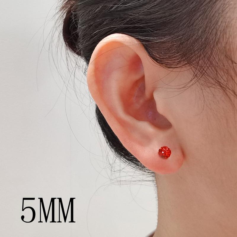 Screw Red Full Drill Stud Earrings, New Earbone Nails, Ear Hole Earrings