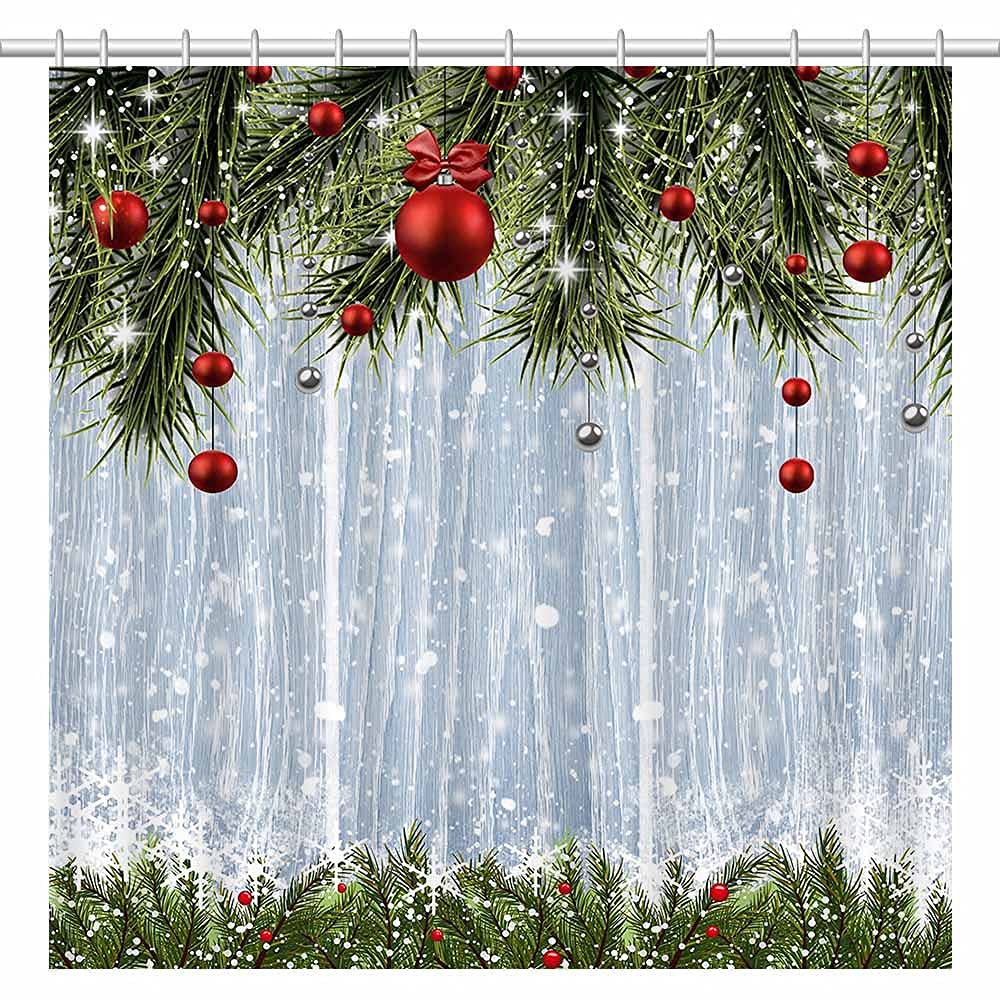 

Christmas Shower Curtain Xmas Tree Shower Curtain Winter Snowflake Pattern Shower Curtain for Bathroom Decor Washable Durable W90xH180cm(35x70 in)