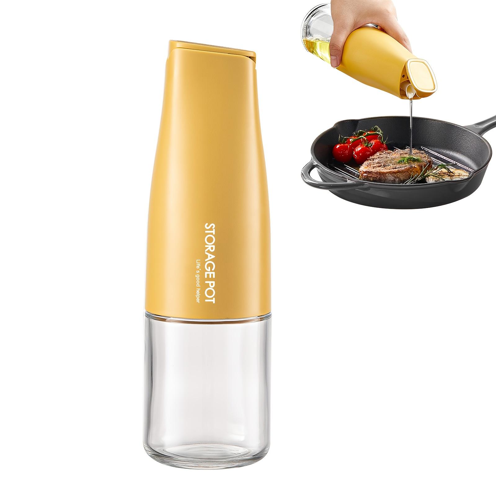 

1 шт. Автоматическая бутылка для оливкового масла с носиком, 500 мл Стеклянный кухонный диспенсер для масла, уксуса, соевого соуса, Прозрачный с цветными этикетками, жёлтый