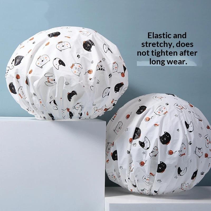 Waterproof Shower Caps - 100% Waterproof Thickened Single-Layer Head Cover For Women'S Hair Protection