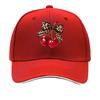 Leopard Print Bow Red Cherry Graphic Design Sandwich Baseball Cap Unisex Women Sun Cap Outdoor Workouts Hat