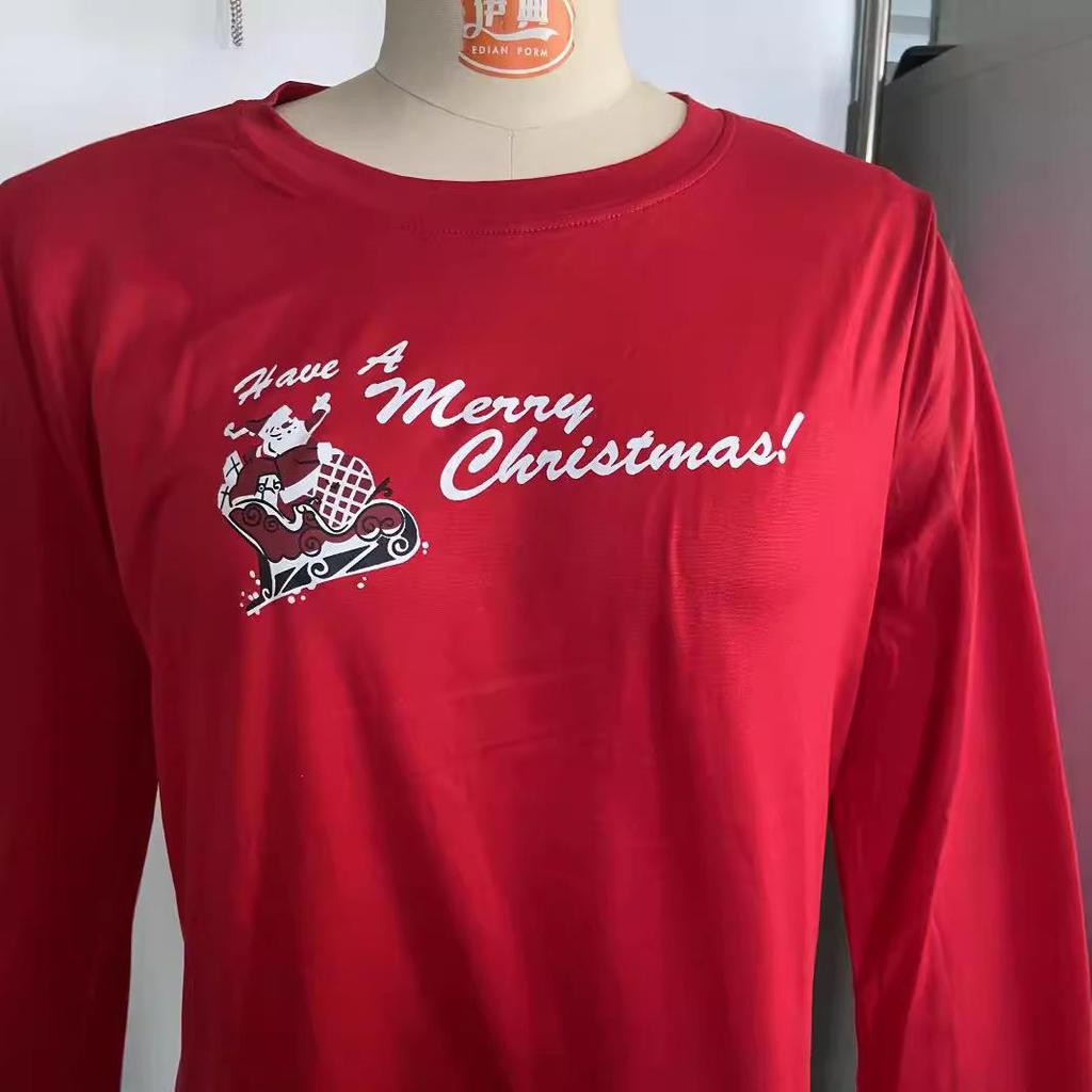 European & American Cotton Parent-Child Christmas Pajamas: Santa Print, Autumn/Winter Home Set