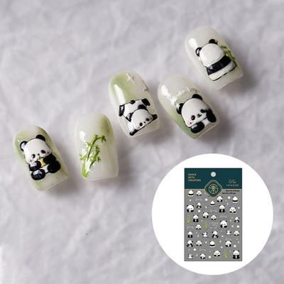 Art Sticker 5D Bamboo Letter Waterproof PET Self-adhesive Women Girls Fake Nail Decoration Decal