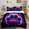 Purple Paw Rose Decorative Set Soft Comfortable Duvet Cover Bedding Set Included 1*Duvet Cover & 2*Pillowcases, Gift