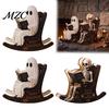Indoor Halloween Home Decor Rocking Chair Ghost/Skeleton Ornament, Wooden Desktop Decoration, Dynamic Creative Desk Accessory Spooky Ghost Figurine