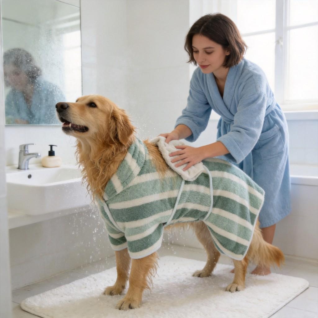 Pet Bathrobe With Coral Fleece Absorbent Towel For Dogs And Cats