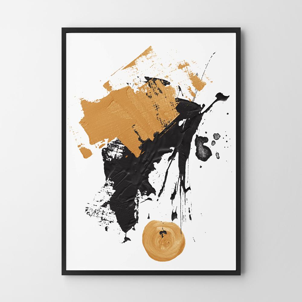 Poster Abstraktion schwarz gold