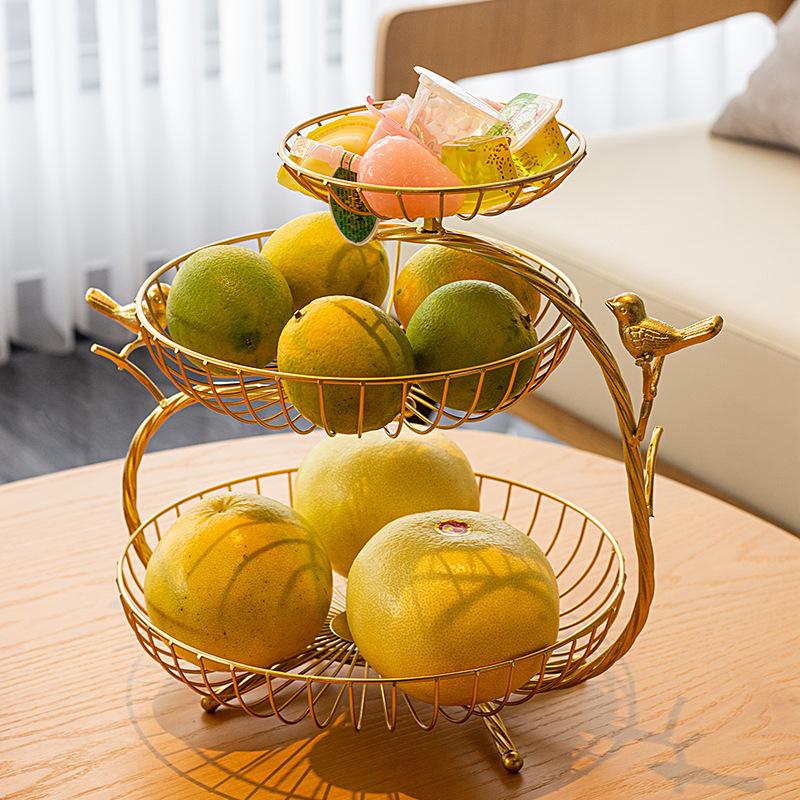 Light Luxury Fruit Plate Modern Living Room Home Nordic Simple Ins Style Multi-layer Fruit Plate Iron Art Candy Plate Front Desk