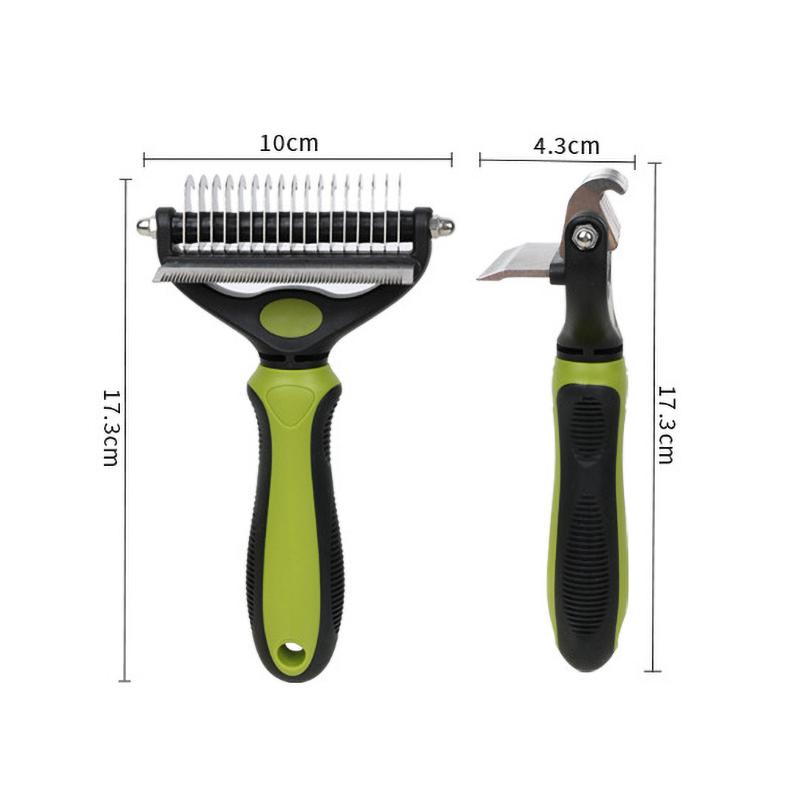 2-in-1 Professional Pet Cat Hair Remover Fur Knot Cutter Durable Stainless Pet Deshedding Brush Dogs Grooming Shedding Supplies