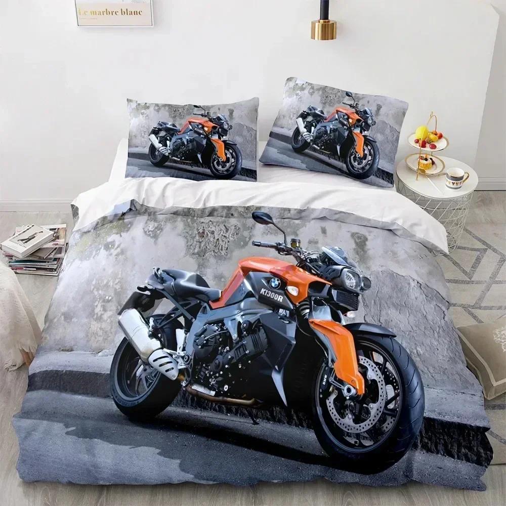 Top 3D Print Motorcycle Bedding Set Boys Girls Twin Queen King Size Duvet Cover Pillowcase Bed For boys Adult Home Textileextile