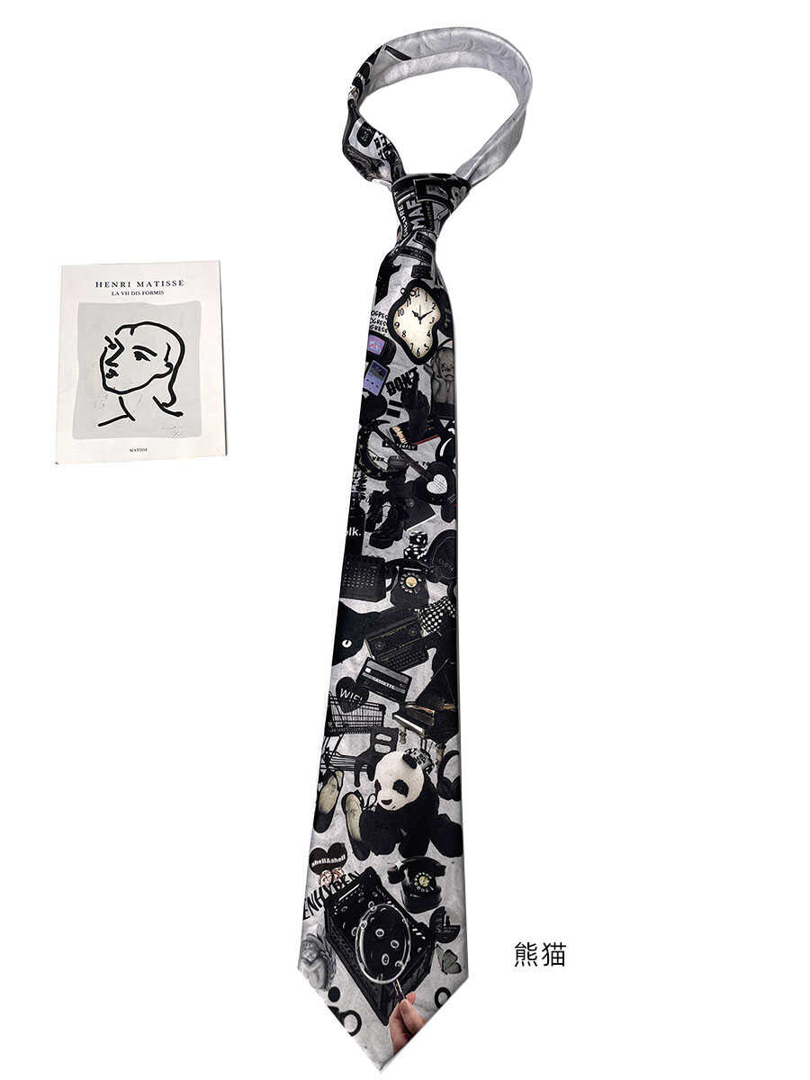 

Polyester silk printing personalized fun neck tie wide version men and women neck tie casual suit versatile fancy necktie