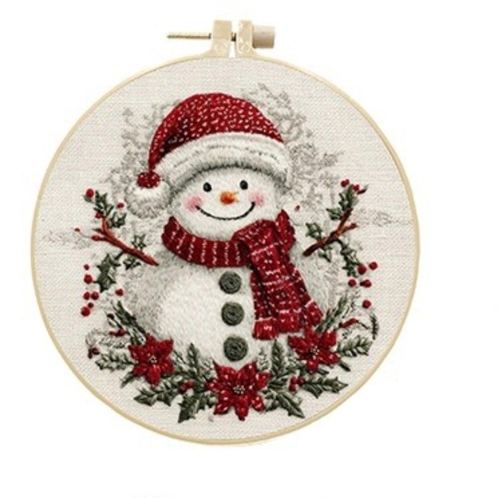 

1 set Snowy Path and Snowman DIY Embroidery Material Kit, suitable for beginners, includes tools and stitch tutorial. Embroidery Fabric Material Kit 20cm