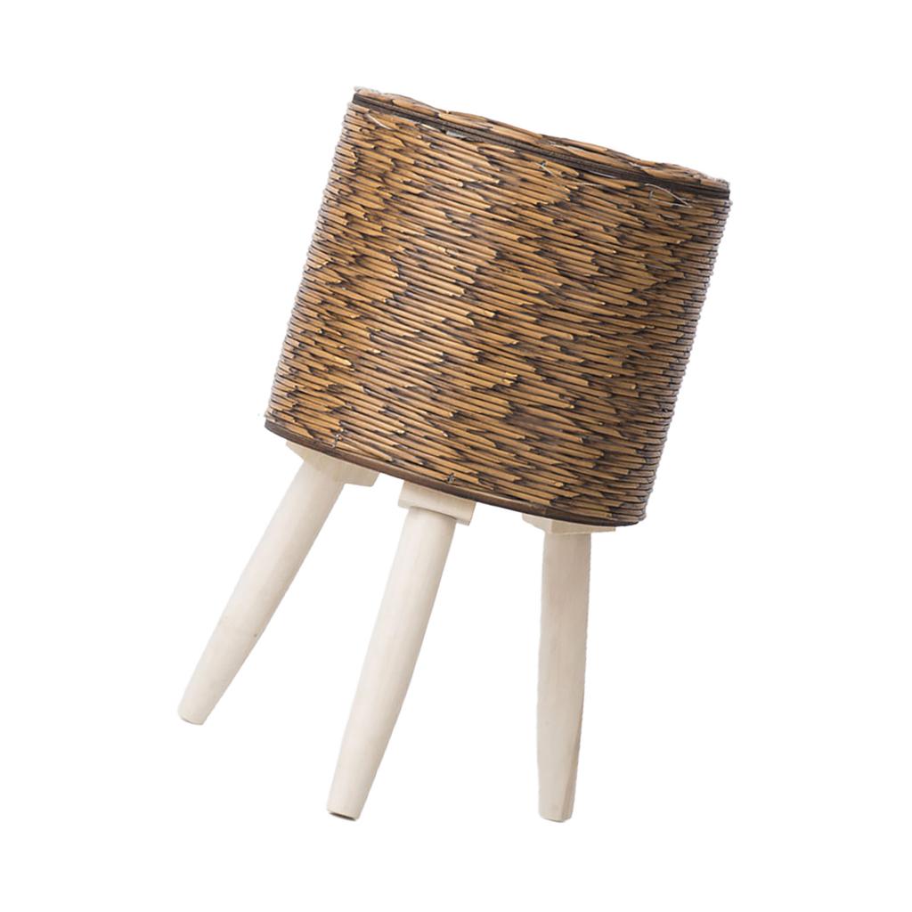 Suporte para plantas de vime tecido à mão, amarelo, material ecológico, resistente e durável, design multicamadas para uso interno e externo