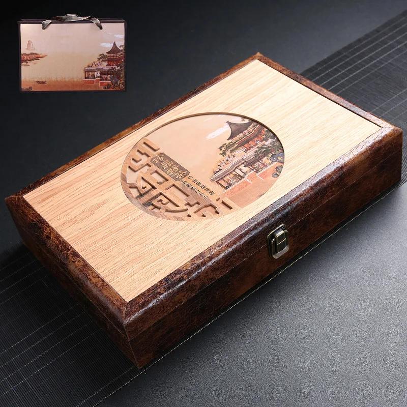 Full Bamboo Tea Box Puerh Tea Cake Box Simple Storage Organizer Multi-layer Tea Leaf Boxes Home Gift