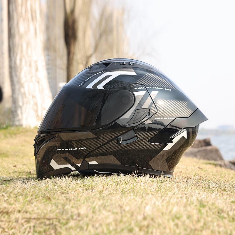 ORZ-991-Unisex Flip Up Motorcycle Helmet, Tough ABS Shell Dual Sun Visor, DOT Standard Impact Resistant Touring Helmet
