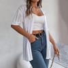 Eleganter Damen V-Ausschnitt Locker Gestrickter Cardigan Solider Karopullover Frühling Sommer Oberteile