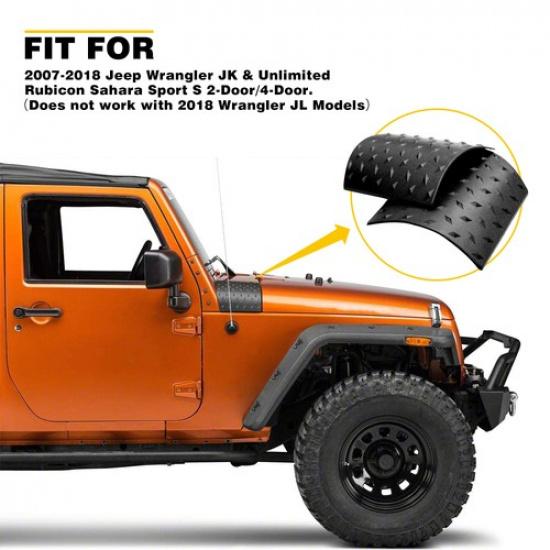 For Jeep 2007-18 Wrangler Cowl JK Armor Body Cover Trim Exterior 2PC Accessories