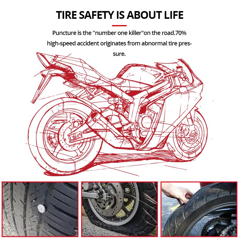 E-ACE Motorcycle TPMS Tire Pressure Monitoring System Temperature Alarm LCD Colorful Display Moto Tyre Alarm Systems