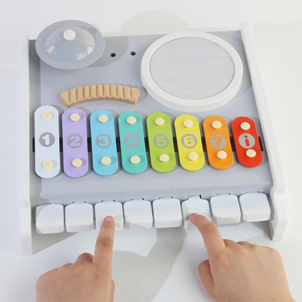 Kids Piano Xylophone Musical Toys With 8 Multicolored Key Keyboard Multi Functional Wooden Instruments Toys