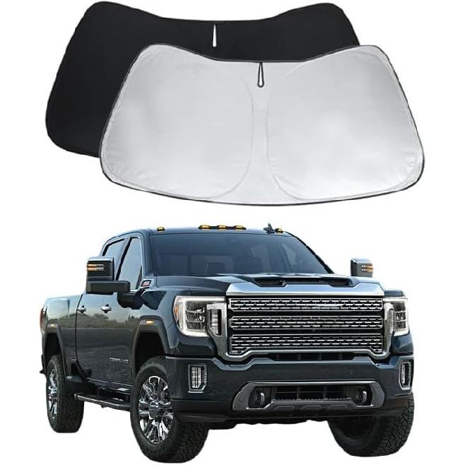 Sierra Windshield Sun Shade For GMC Sierra1500/2500/3500 2024 Front Window Sunshade Sun Visor 240T Shade Blocks UV Rays Car Accessories