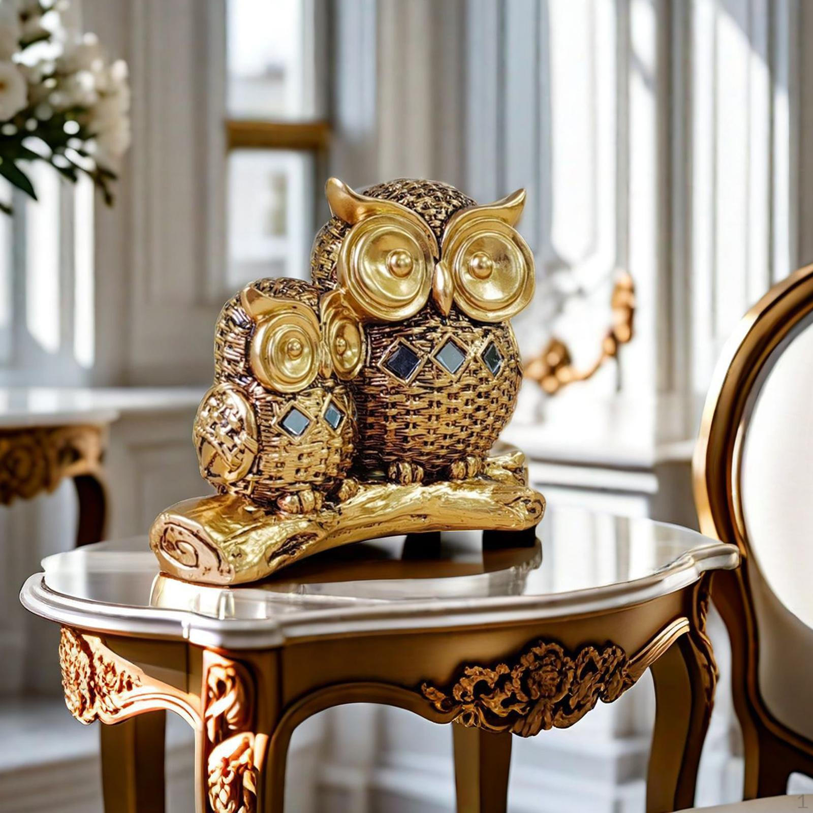 

Величественная скульптура совы для домашнего декора - элегантное украшение стола золотой
