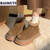 Μπαλαρίνες Σουέτ Μποτάκια Αστραγάλου Γυναικεία Πλατφόρμα Βελούδινα Ζεστά Παπούτσια από Βαμβάκι 2024 Τάση Casual Σχεδιαστής Αντιολισθητικά Chelsea Μόδα Μπότες Γυναικείες
