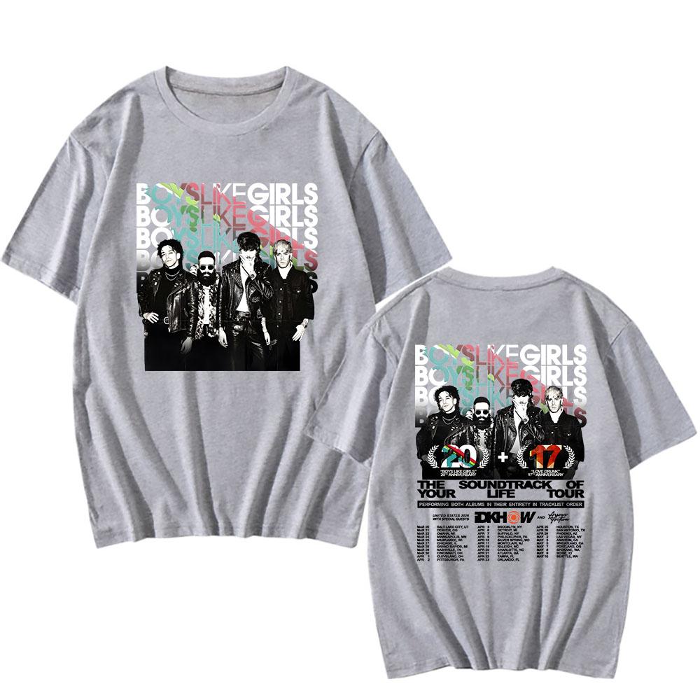 BLG THE SOUNDTRACK OF YOUR LIFE TOUR T-shirt BOYS LIKE GIRLS Rock Band Tshirts Cotton Short Sleeve Loose T Shirt Streetwear