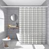 Handon White Grid PEVA Shower Curtain Set