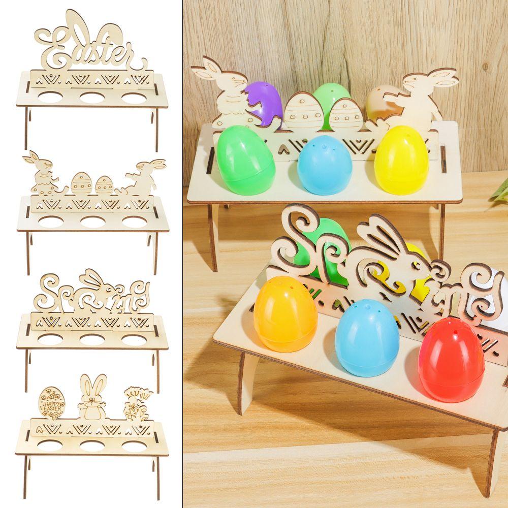 

Party Ornament Bunny Rabbit Wooden Hold Rack Egg Stand Egg Shelves Easter Decoration