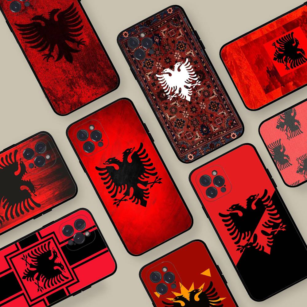 Albania Albanians Flag Phone Case For Iphone 16 15 17 13 14 12 11 Pro Max Plus Black Shell Cover Case