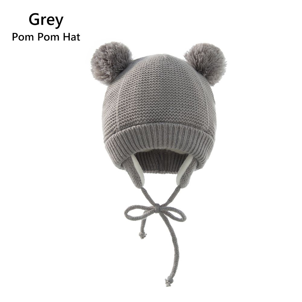 1-4 Years Fleece Lined Winter Earflap Beanie Hat Kids Hat Gloves Set Pom Pom Hat Mittens