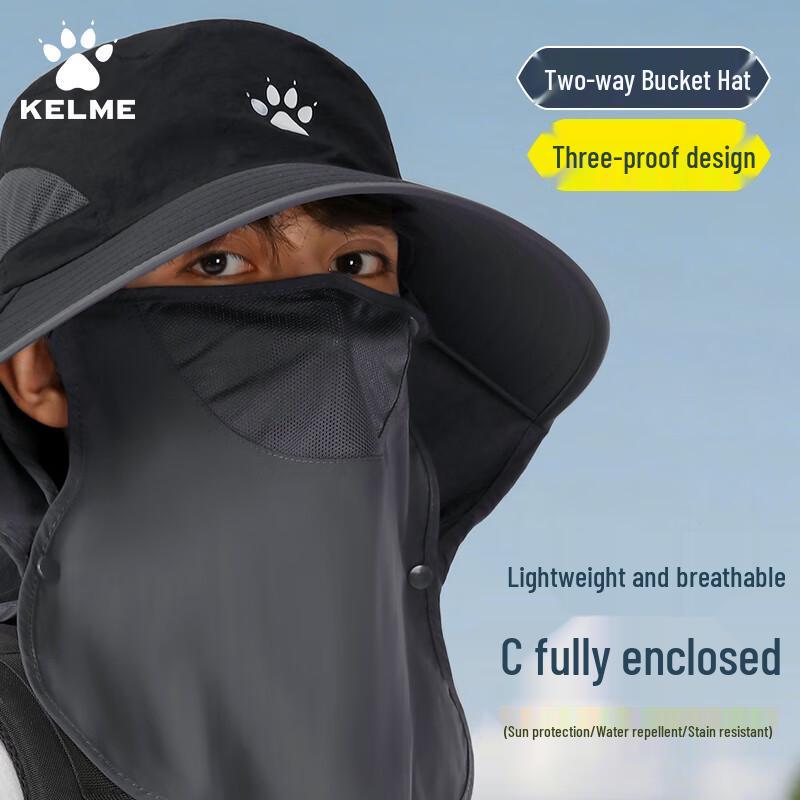 KELME Men s Outdoor Sun Protection Fisherman Hat with Face Mask