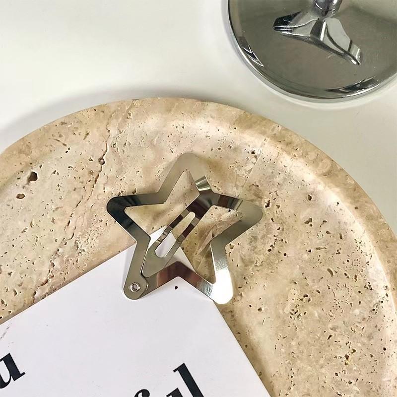 10Pcs Y2K Silver Star Hair Clips for Girls Filigree Star Metal Snap Clip Hairpins Barrettes Hair Jewelry Nickle Free Bobby Pin