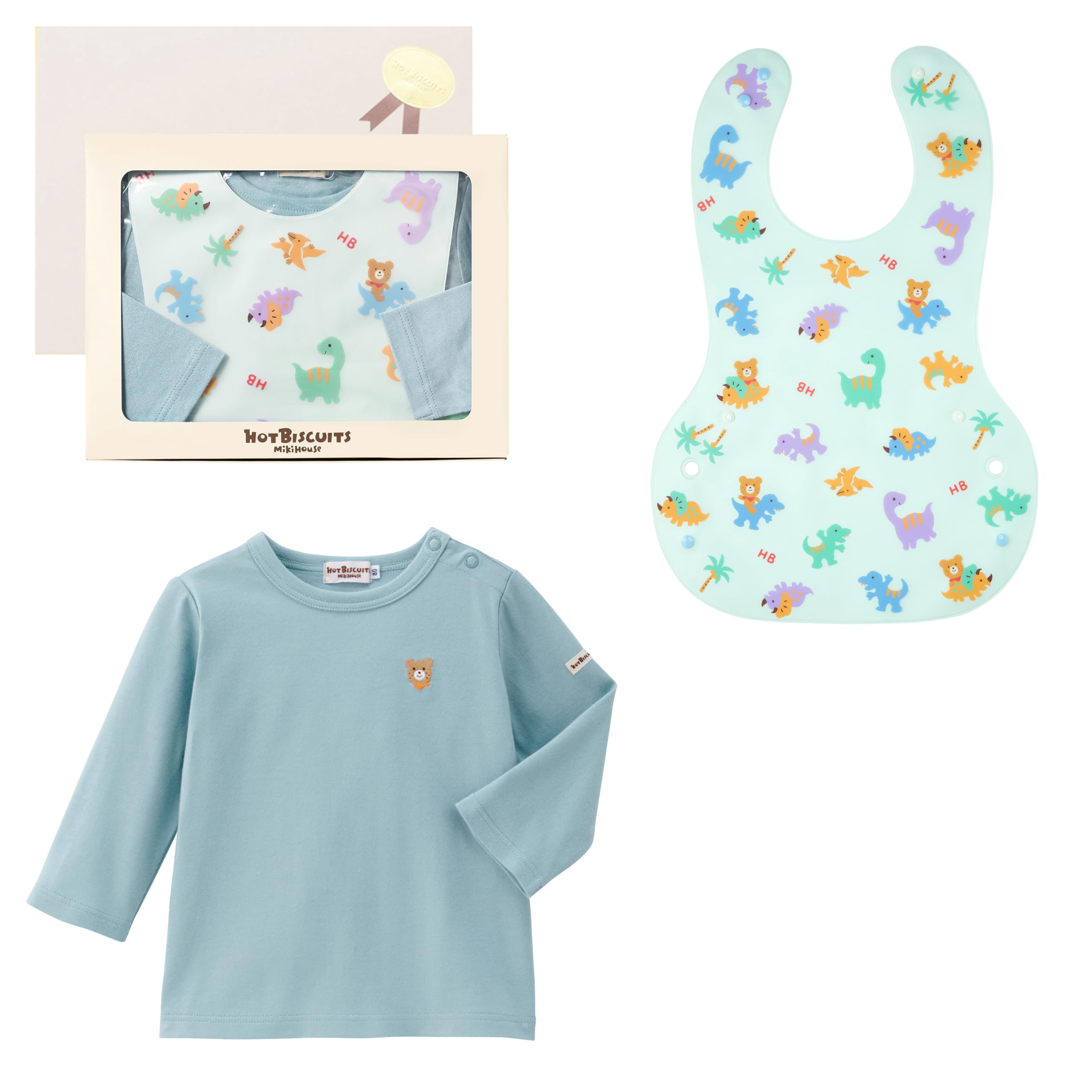 

MIKIHOUSE HOT BISCUITS T-shirt & Bib Gift Set, Boys & Girls Baby & Kids Clothing, Green, Size Unavailable, 74-9951-144