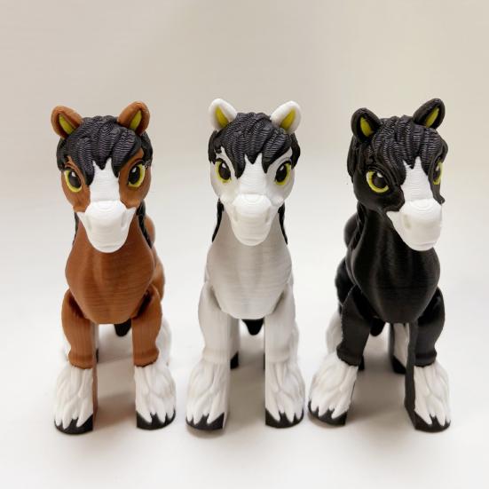 3D Printed Horse Ornament Simulation Pony Fidget Toy with Movable Joints Articulated Animal Model Educational Toy Home Office Decoration