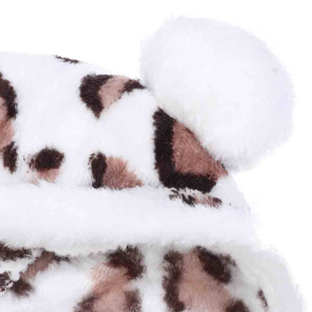 Haustier Hund Katze Plüsch Niedliche Kleidung Leopardenmuster Kostüm Nachtwäsche Warmhalten Kapuzendesign für Herbst und Winter
