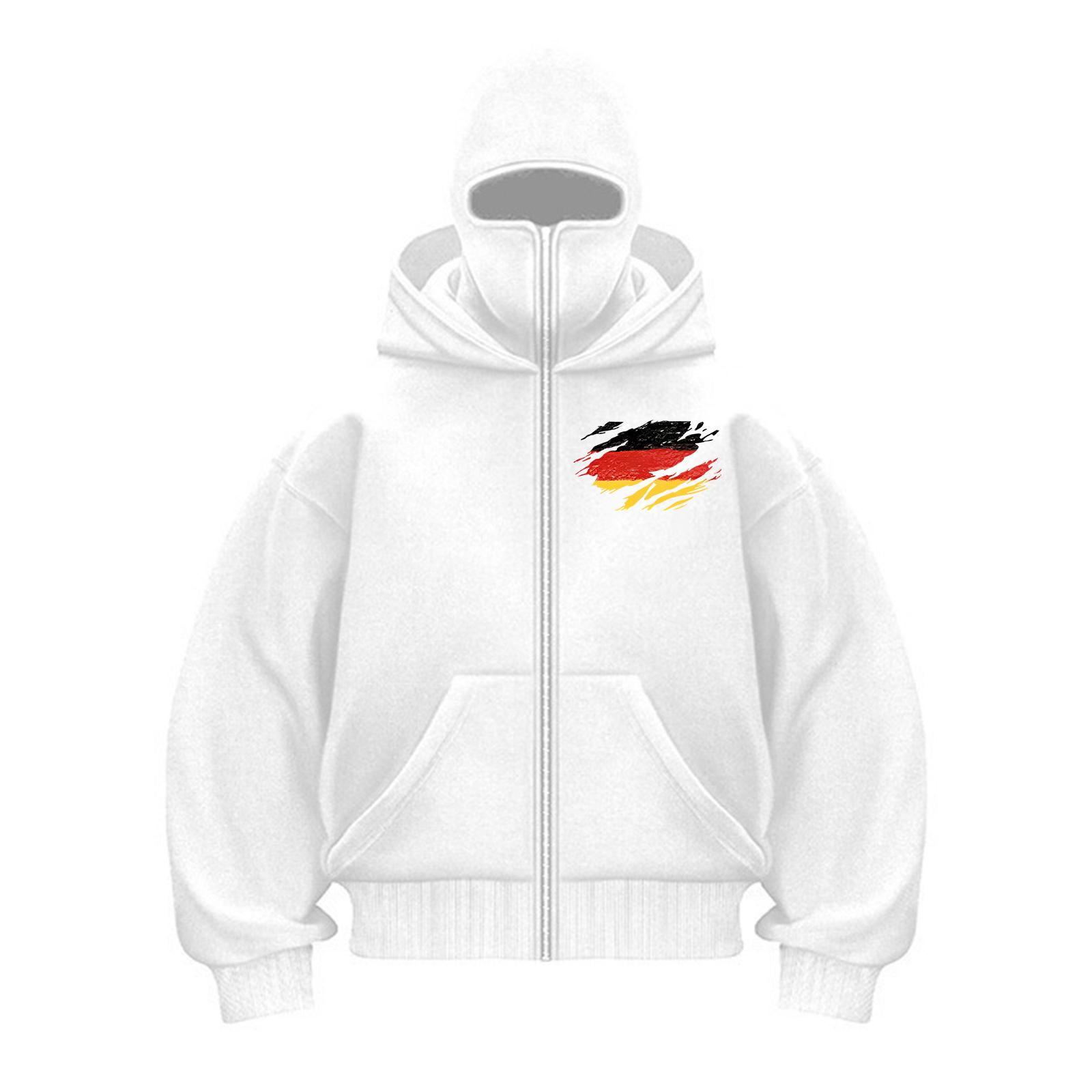 

Мужской кардиган с двойным капюшоном, свободный, уличный, модный, на молнии XL белый