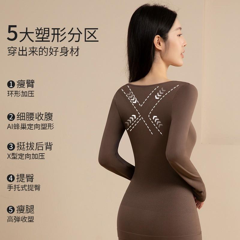 Womens Thermal Underwear Set Long Sleeve Top Pants Slim Fit Stretchy Base Layer Fall Winter
